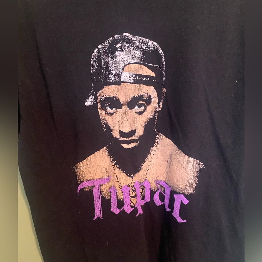 Black Graphic Tee with Purple Print - Picture 2 of 4